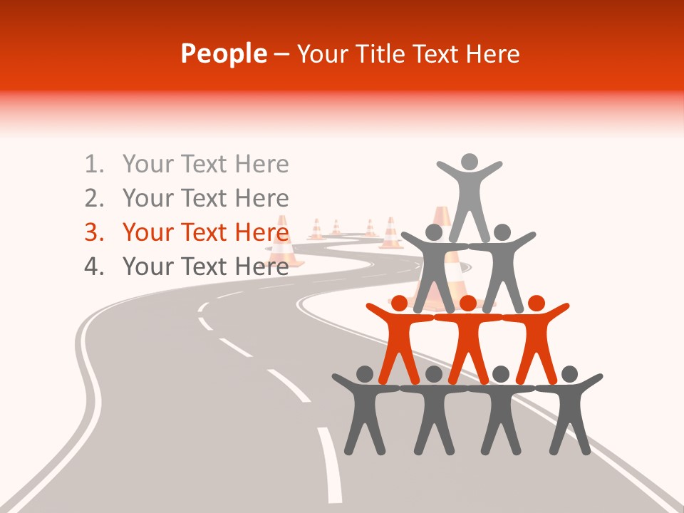 A Road With Traffic Cones And Cones On It PowerPoint Template