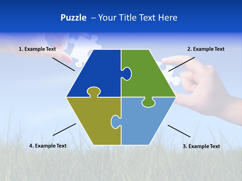 Two Hands Holding Pieces Of A Puzzle Together PowerPoint Template
