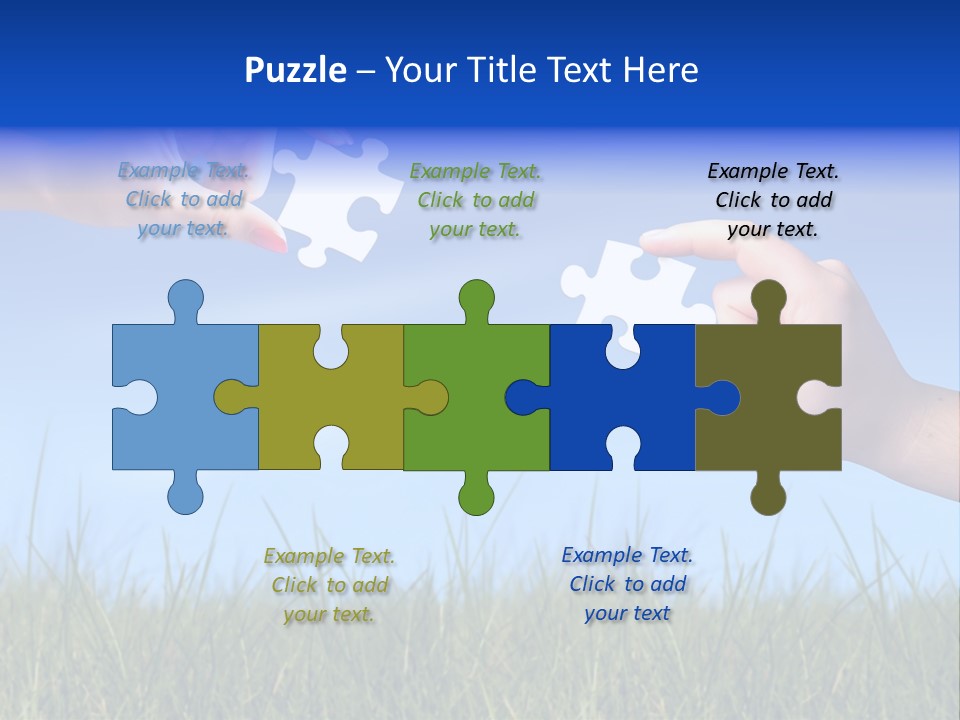 Two Hands Holding Pieces Of A Puzzle Together PowerPoint Template