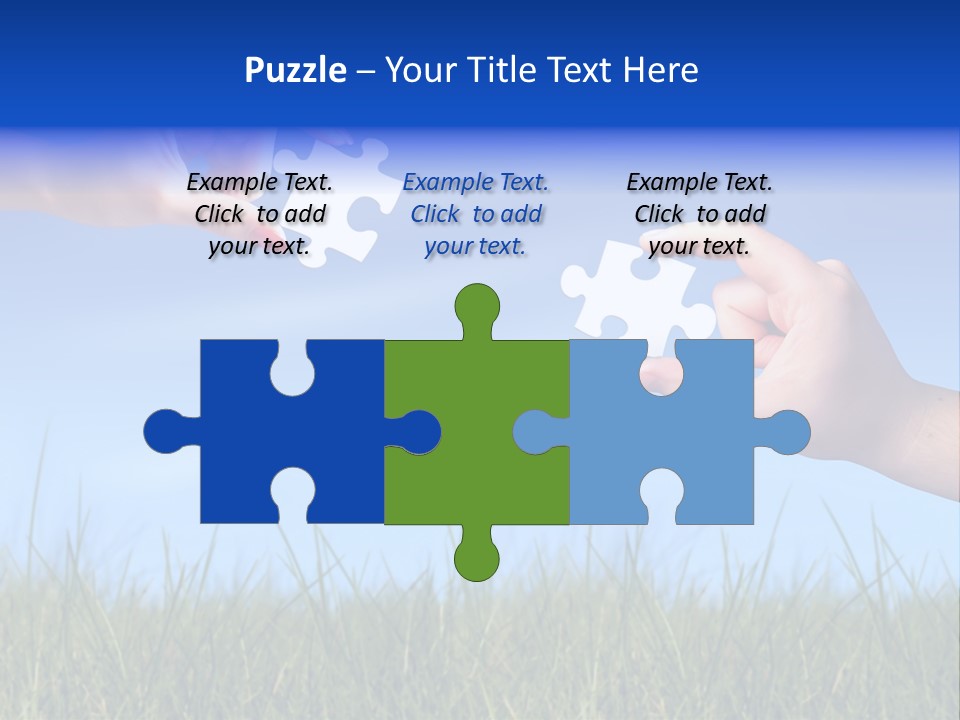 Two Hands Holding Pieces Of A Puzzle Together PowerPoint Template