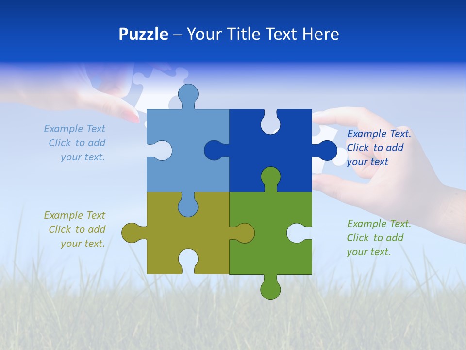 Two Hands Holding Pieces Of A Puzzle Together PowerPoint Template