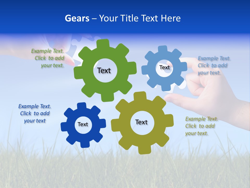 Two Hands Holding Pieces Of A Puzzle Together PowerPoint Template