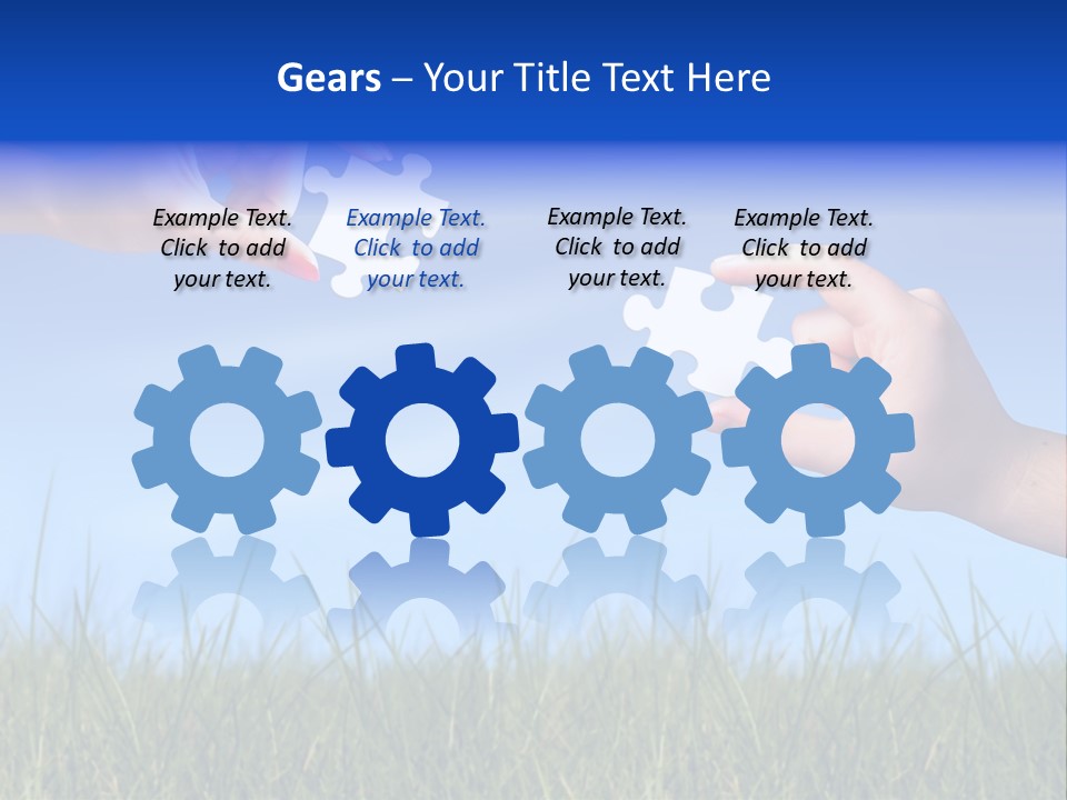 Two Hands Holding Pieces Of A Puzzle Together PowerPoint Template