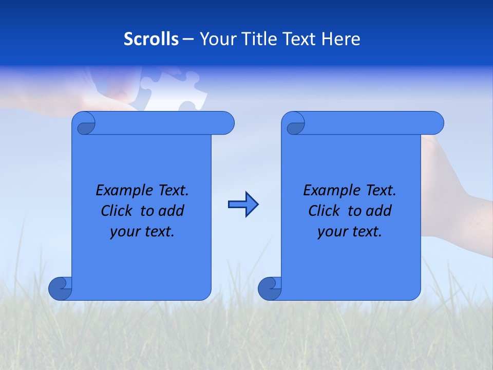 Two Hands Holding Pieces Of A Puzzle Together PowerPoint Template