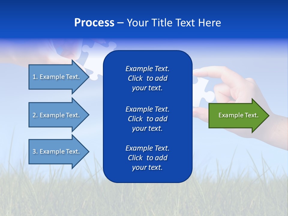 Two Hands Holding Pieces Of A Puzzle Together PowerPoint Template