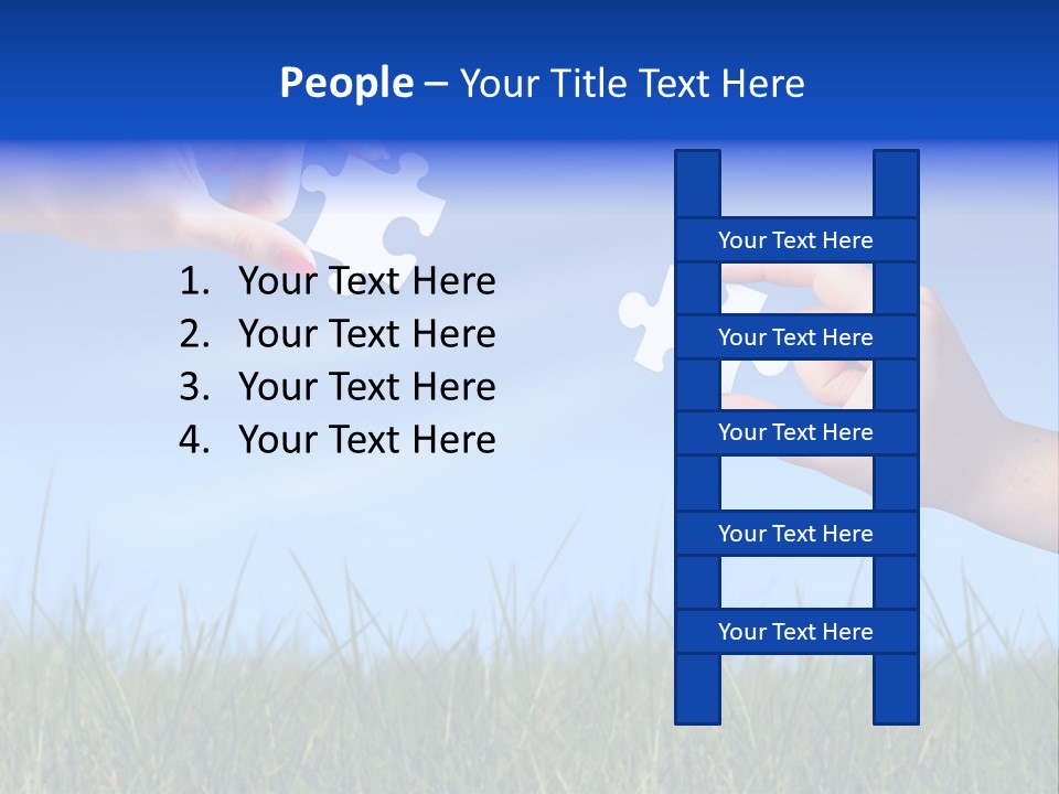 Two Hands Holding Pieces Of A Puzzle Together PowerPoint Template