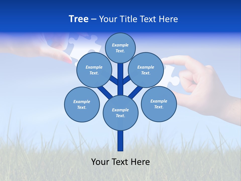 Two Hands Holding Pieces Of A Puzzle Together PowerPoint Template