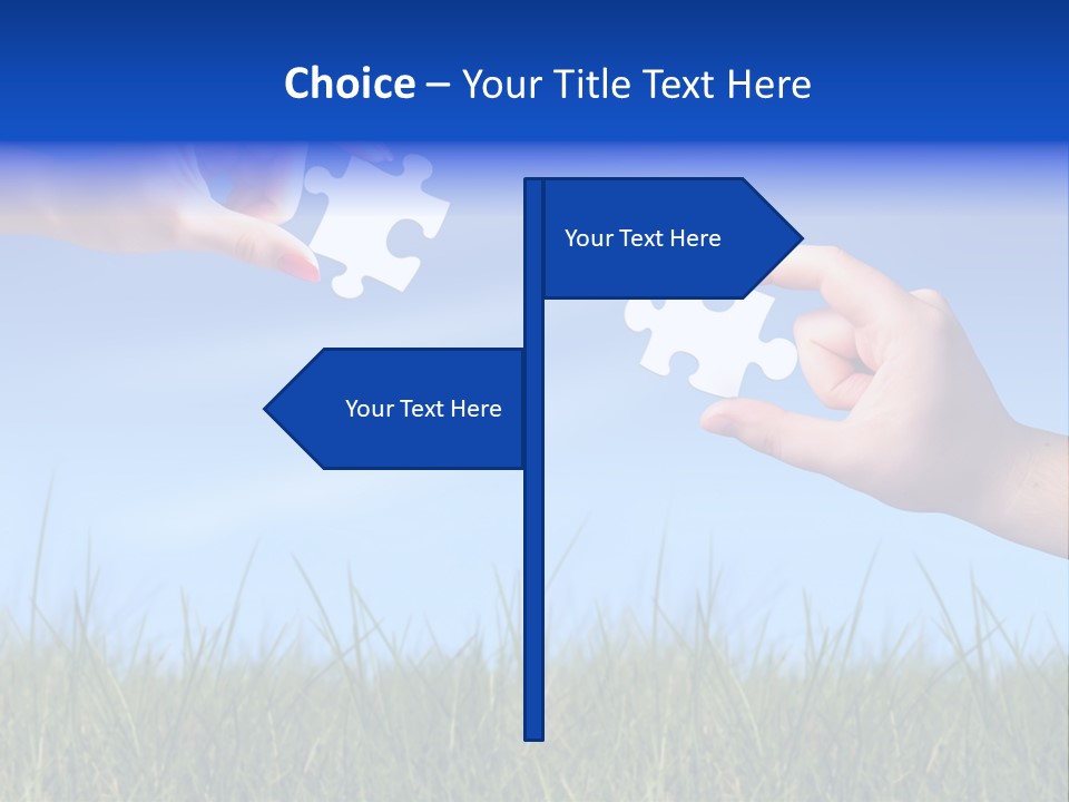 Two Hands Holding Pieces Of A Puzzle Together PowerPoint Template