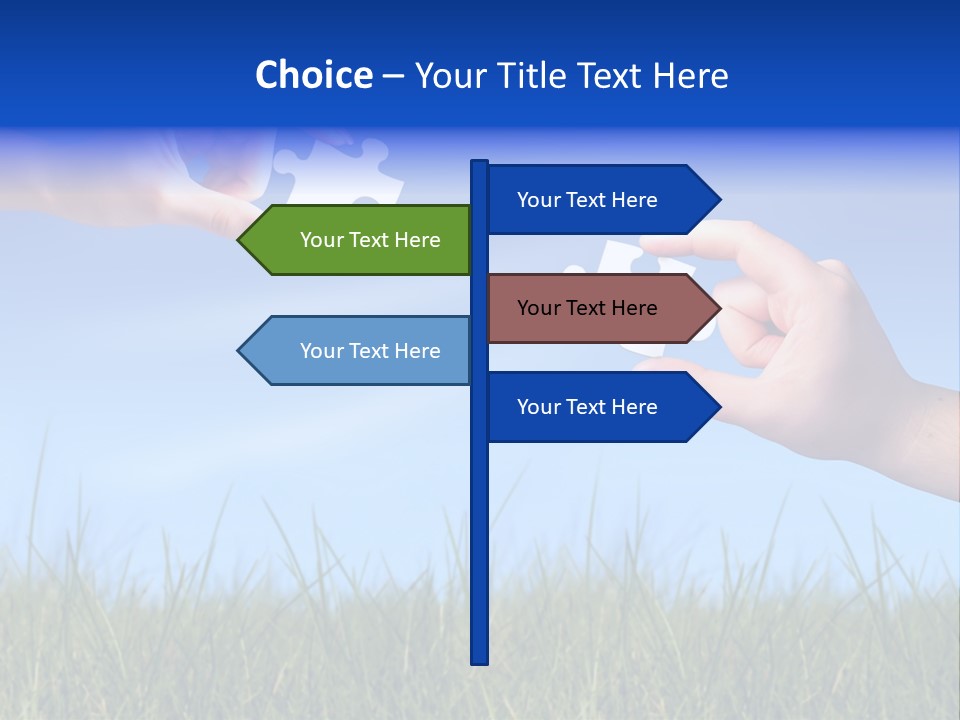 Two Hands Holding Pieces Of A Puzzle Together PowerPoint Template