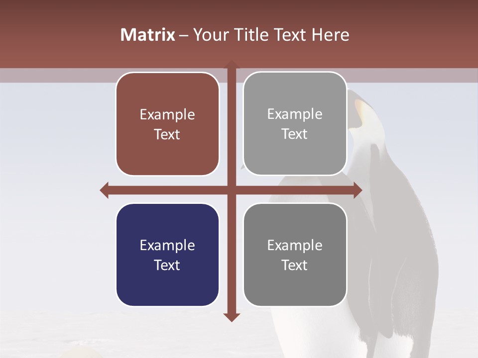 Two Penguins Standing Next To Each Other In The Snow PowerPoint Template