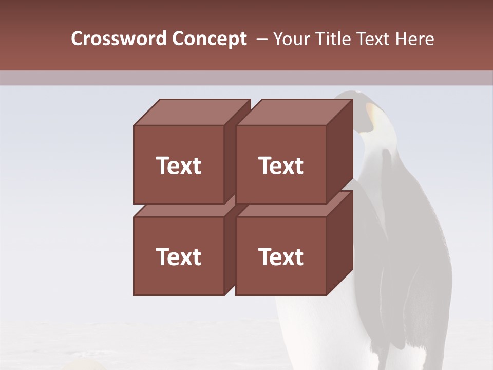 Two Penguins Standing Next To Each Other In The Snow PowerPoint Template