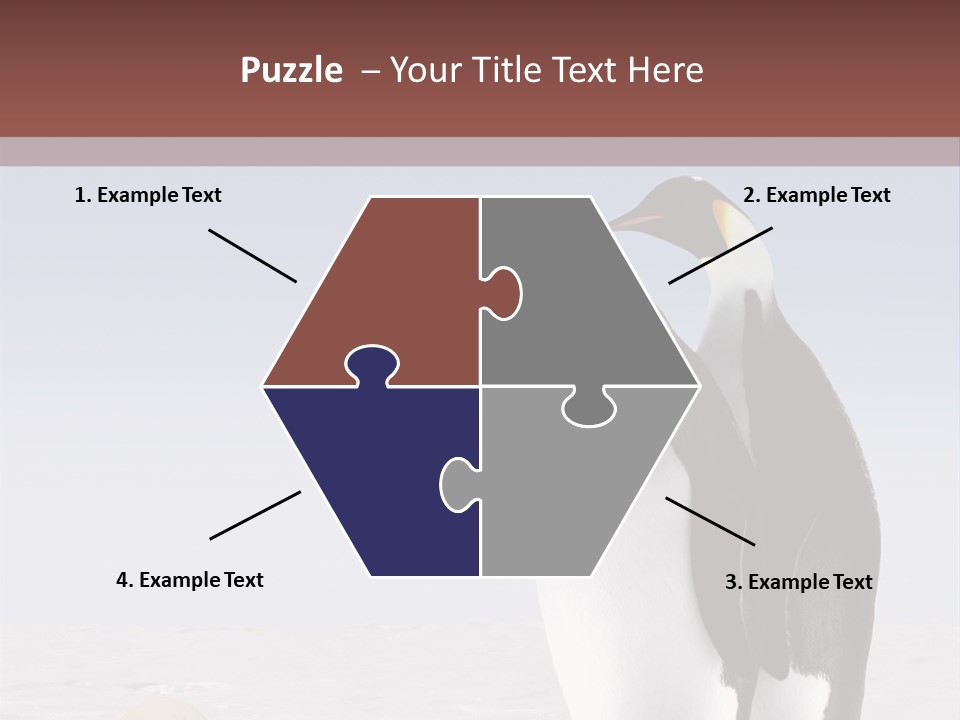 Two Penguins Standing Next To Each Other In The Snow PowerPoint Template