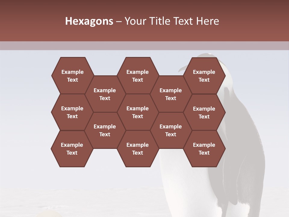 Two Penguins Standing Next To Each Other In The Snow PowerPoint Template