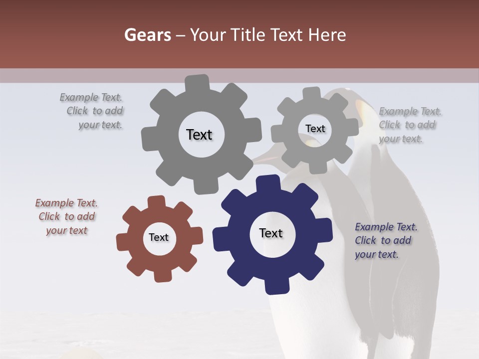 Two Penguins Standing Next To Each Other In The Snow PowerPoint Template