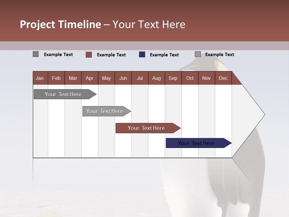 Two Penguins Standing Next To Each Other In The Snow PowerPoint Template