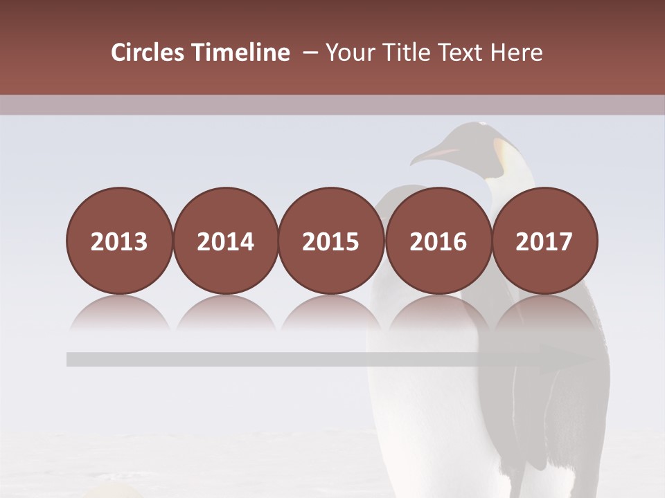 Two Penguins Standing Next To Each Other In The Snow PowerPoint Template