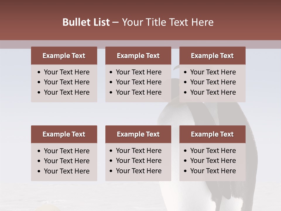 Two Penguins Standing Next To Each Other In The Snow PowerPoint Template
