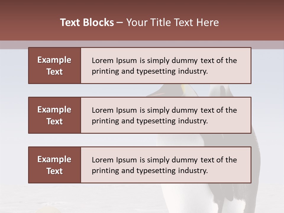 Two Penguins Standing Next To Each Other In The Snow PowerPoint Template