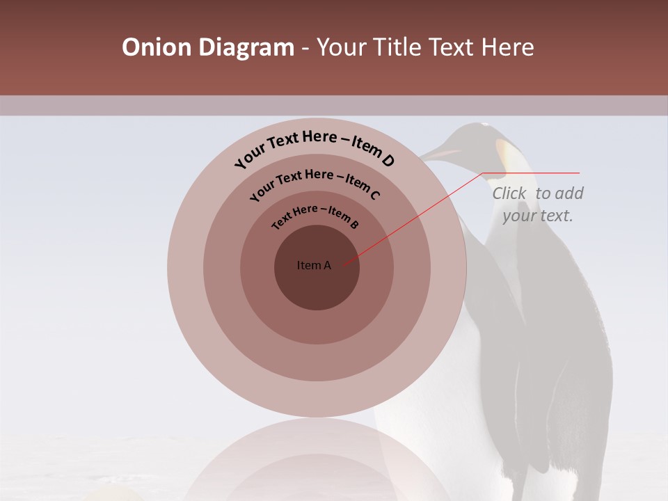Two Penguins Standing Next To Each Other In The Snow PowerPoint Template