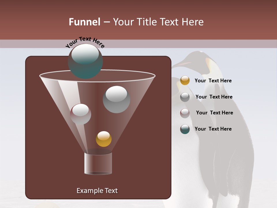 Two Penguins Standing Next To Each Other In The Snow PowerPoint Template
