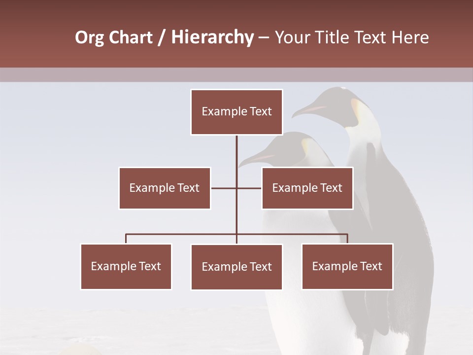 Two Penguins Standing Next To Each Other In The Snow PowerPoint Template