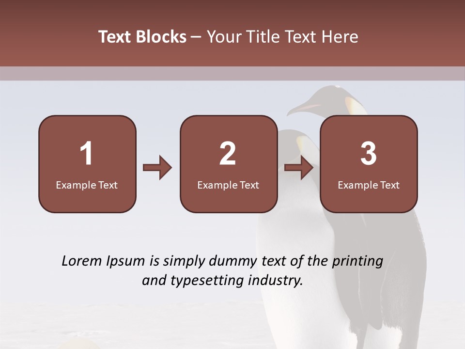 Two Penguins Standing Next To Each Other In The Snow PowerPoint Template