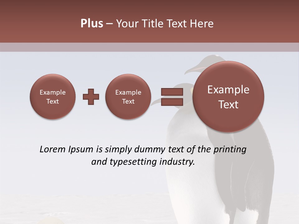 Two Penguins Standing Next To Each Other In The Snow PowerPoint Template