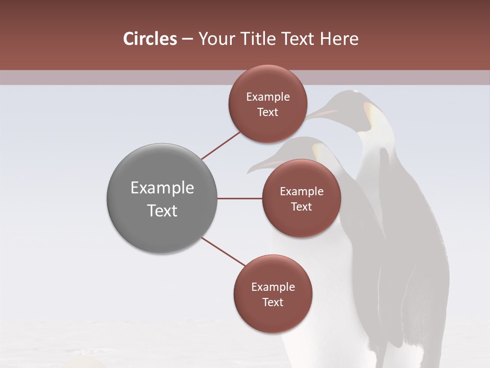 Two Penguins Standing Next To Each Other In The Snow PowerPoint Template