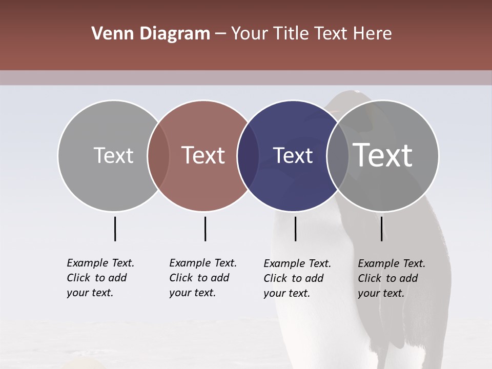 Two Penguins Standing Next To Each Other In The Snow PowerPoint Template
