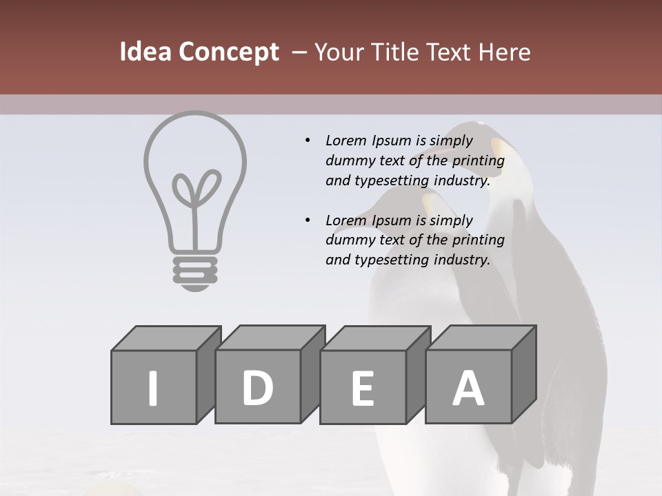 Two Penguins Standing Next To Each Other In The Snow PowerPoint Template