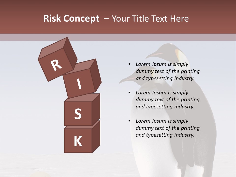 Two Penguins Standing Next To Each Other In The Snow PowerPoint Template