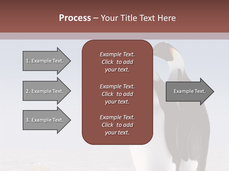 Two Penguins Standing Next To Each Other In The Snow PowerPoint Template