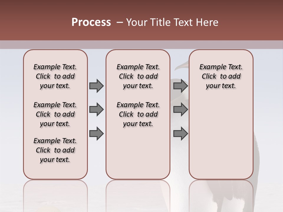 Two Penguins Standing Next To Each Other In The Snow PowerPoint Template