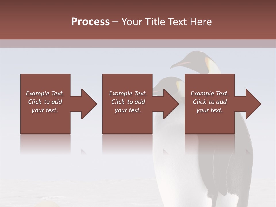 Two Penguins Standing Next To Each Other In The Snow PowerPoint Template