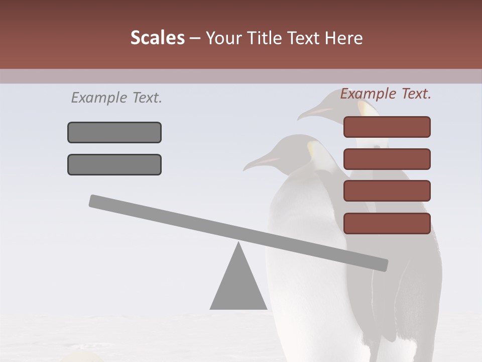Two Penguins Standing Next To Each Other In The Snow PowerPoint Template