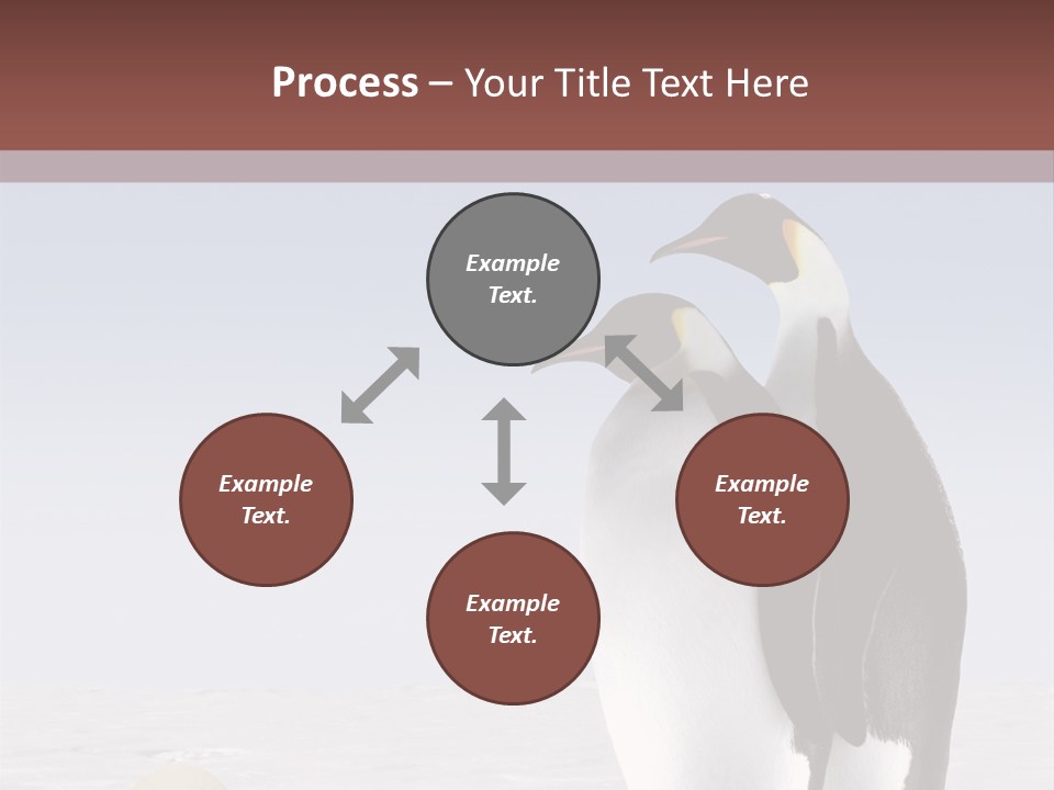 Two Penguins Standing Next To Each Other In The Snow PowerPoint Template