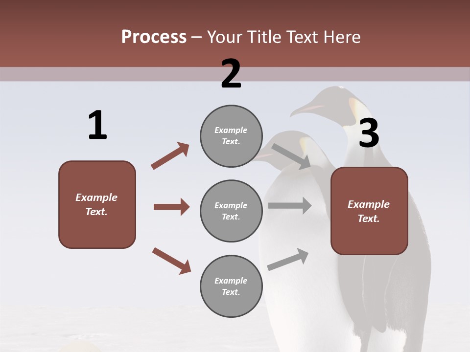 Two Penguins Standing Next To Each Other In The Snow PowerPoint Template