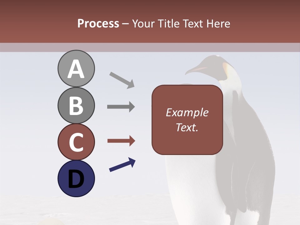 Two Penguins Standing Next To Each Other In The Snow PowerPoint Template