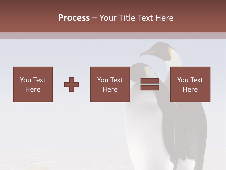 Two Penguins Standing Next To Each Other In The Snow PowerPoint Template