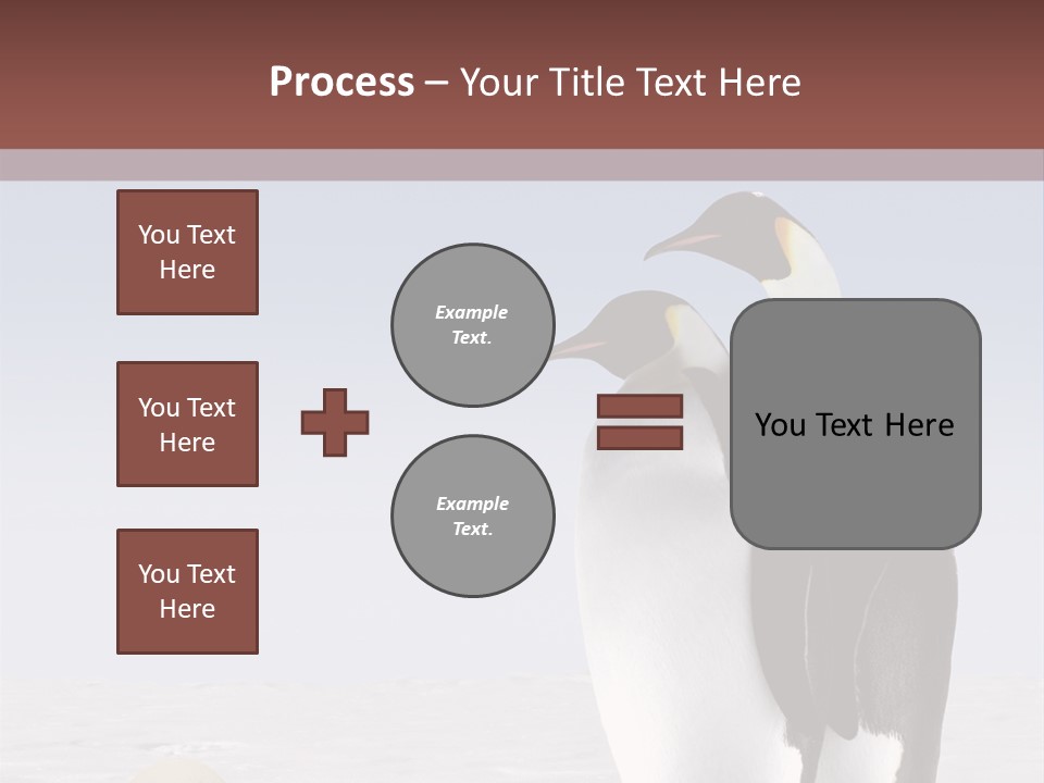 Two Penguins Standing Next To Each Other In The Snow PowerPoint Template