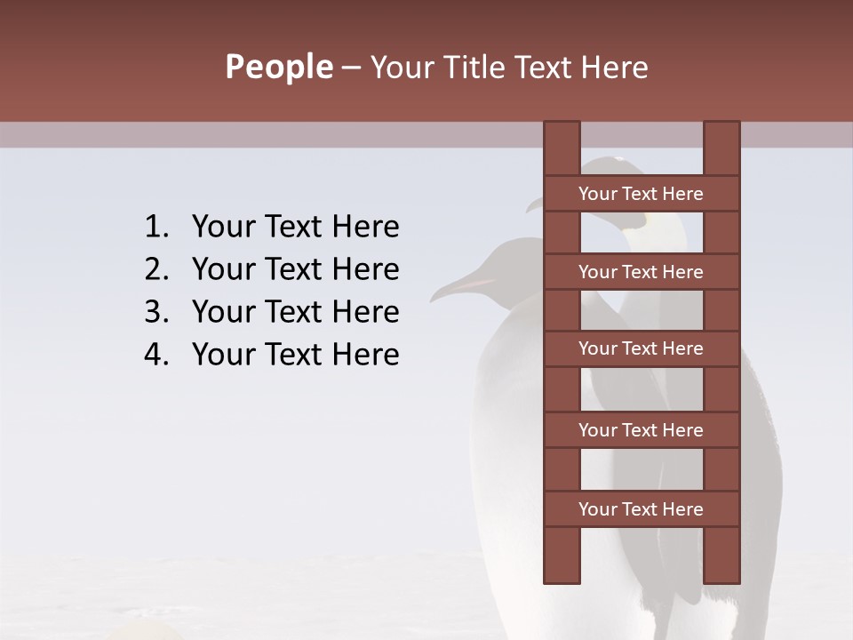 Two Penguins Standing Next To Each Other In The Snow PowerPoint Template