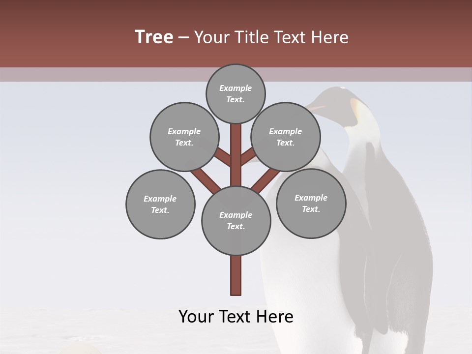 Two Penguins Standing Next To Each Other In The Snow PowerPoint Template