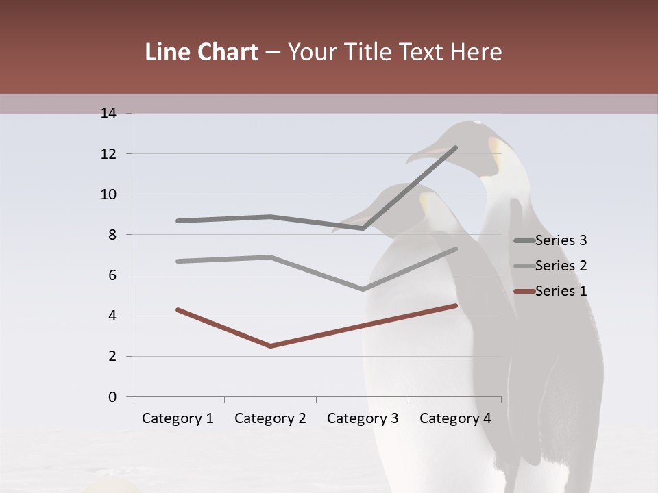 Two Penguins Standing Next To Each Other In The Snow PowerPoint Template