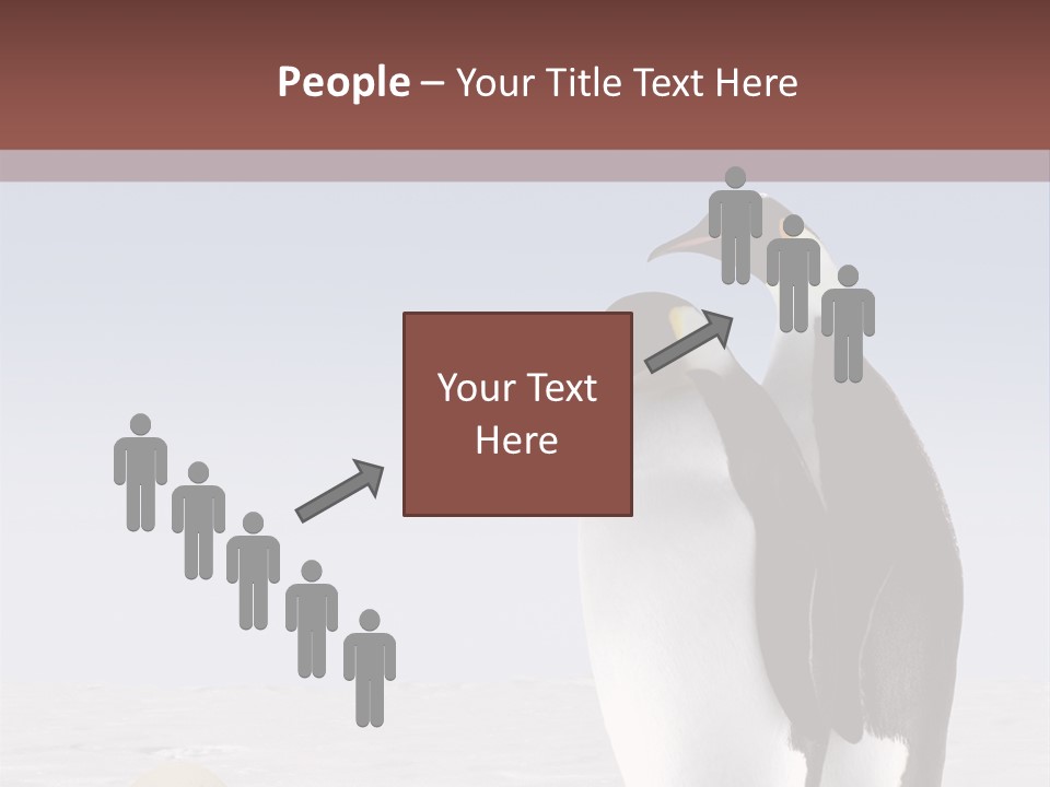 Two Penguins Standing Next To Each Other In The Snow PowerPoint Template