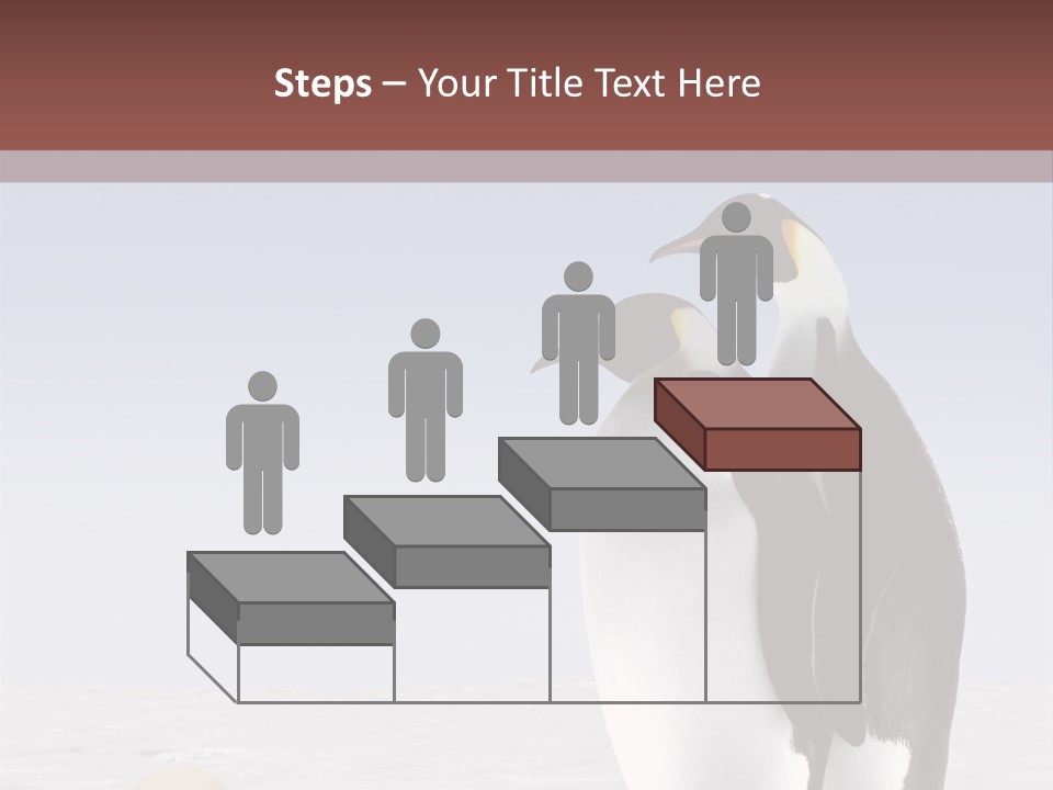 Two Penguins Standing Next To Each Other In The Snow PowerPoint Template