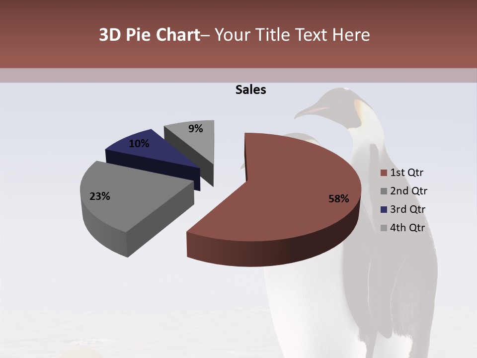 Two Penguins Standing Next To Each Other In The Snow PowerPoint Template