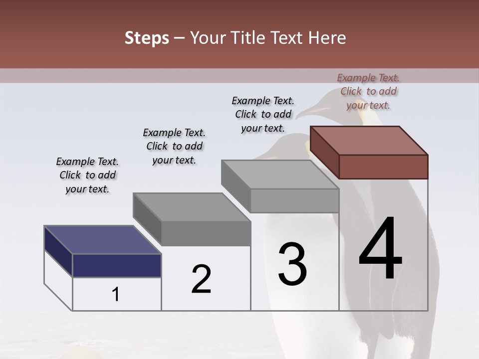 Two Penguins Standing Next To Each Other In The Snow PowerPoint Template