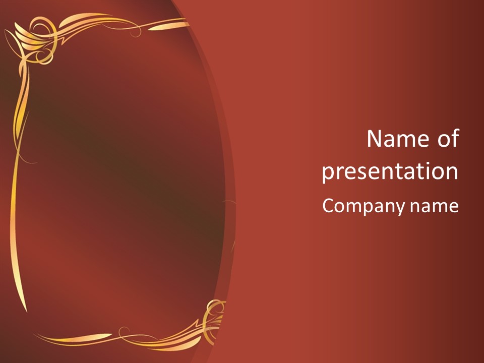 A Red Background With Gold Swirls On It PowerPoint Template