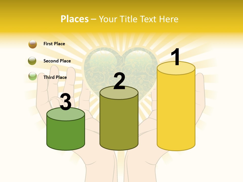 Two Hands Holding A Green Heart Over A White Background PowerPoint Template