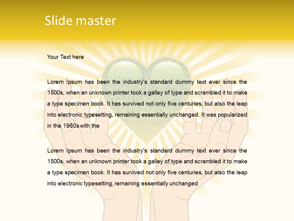 Two Hands Holding A Green Heart Over A White Background PowerPoint Template